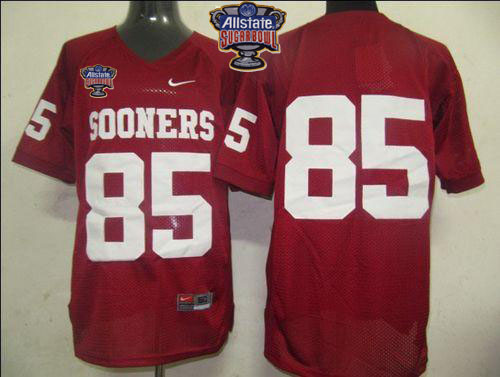 Sooners #85 Red 2014 Sugar Bowl Patch Stitched NCAA Jersey