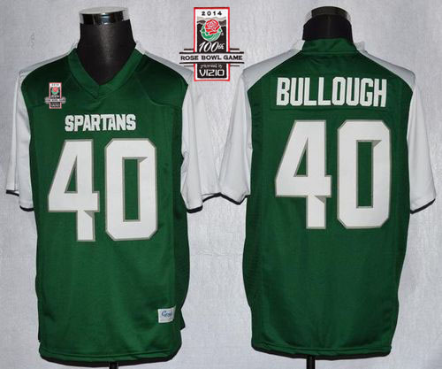 Spartans #40 Max Bullough Green/White 2014 Rose Bowl Patch Stitched NCAA Jersey