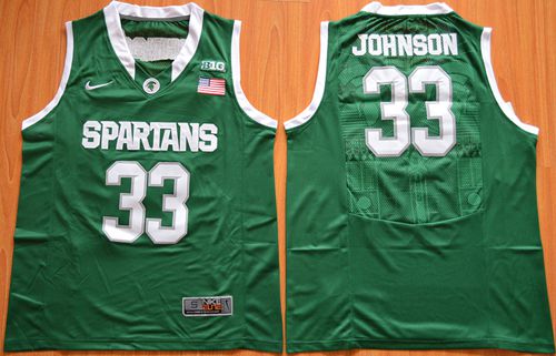 Spartans #33 Magic Johnson Green Authentic Basketball Stitched NCAA Jersey