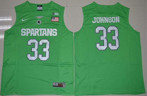 Spartans #33 Magic Johnson Apple Green Authentic Basketball Stitched NCAA Jersey