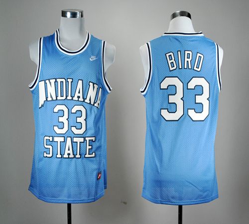 Sycamores #33 Larry Bird Blue Hardwood Legends Basketball Stitched NCAA Jersey