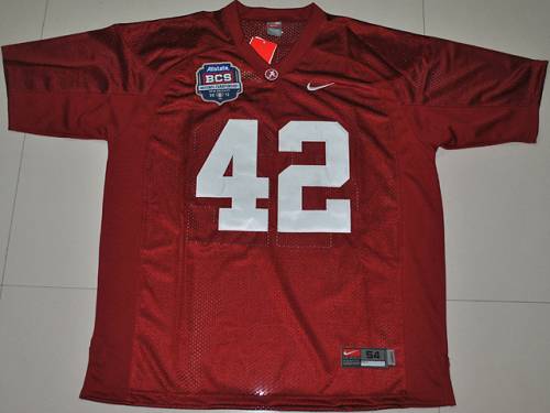 Crimson Tide #42 Eddie Lacy Red 2012 BCS Championship Patch Stitched NCAA Jersey