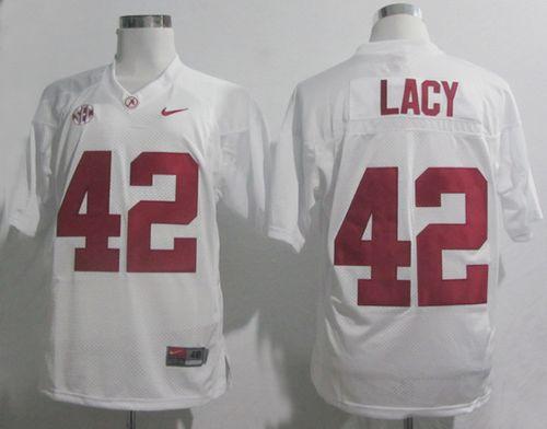 Crimson Tide #42 Eddie Lacy White SEC Patch Stitched NCAA Jersey