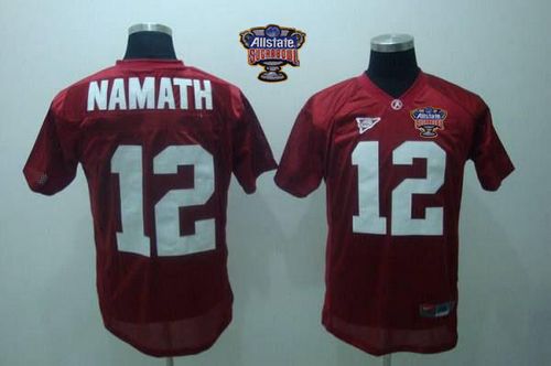 Crimson Tide #12 Joe Namath Red 2014 Sugar Bowl Patch Stitched NCAA Jersey