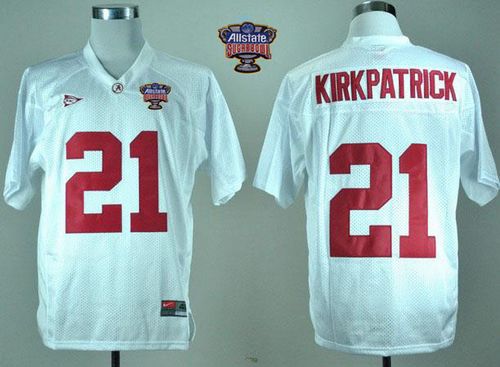 Crimson Tide #21 Dre Kirkpatrick White 2014 Sugar Bowl Patch Stitched NCAA Jersey