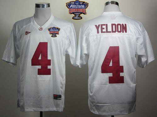 Crimson Tide #4 T.J Yeldon White 2014 Sugar Bowl Patch Stitched NCAA Jersey