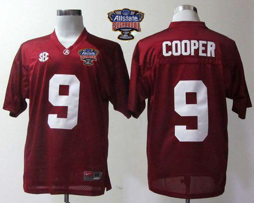 Crimson Tide #9 Amari Cooper Red 2014 Sugar Bowl Patch Stitched NCAA Jersey