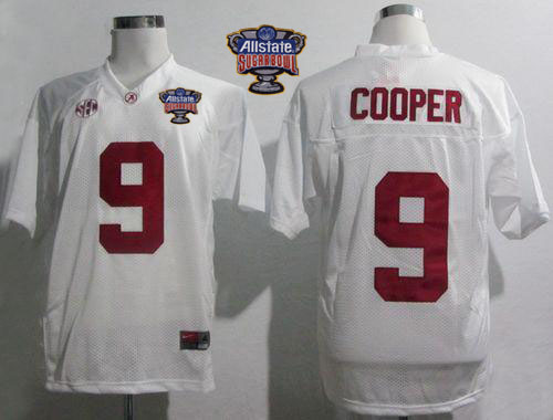 Crimson Tide #9 Amari Cooper White SEC Patch 2014 Sugar Bowl Stitched NCAA Jersey