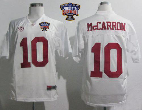 Crimson Tide #10 AJ McCarron White SEC Patch 2014 Sugar Bowl Stitched NCAA Jersey