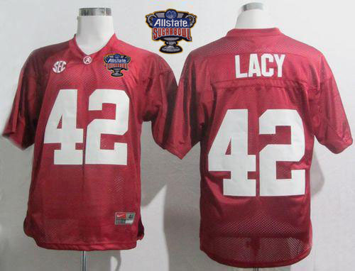Crimson Tide #42 Eddie Lacy Red SEC Patch 2014 Sugar Bowl Stitched NCAA Jersey