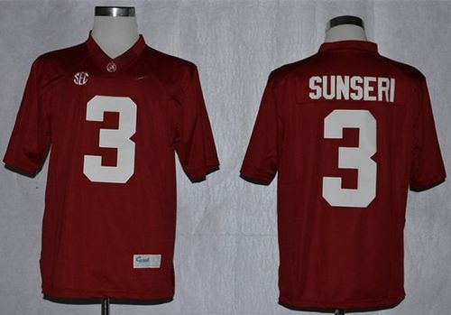 Crimson Tide #3 Vinnie Sunseri Red Limited Stitched NCAA Jersey