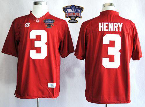 Crimson Tide #3 Derrick Henry Red Limited 2014 Sugar Bowl Patch Stitched NCAA Jersey