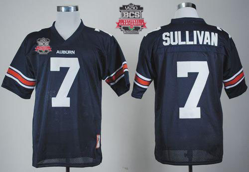 Tigers #7 Pat Sullivan Blue Throwback 2014 BCS Bowl Patch Stitched NCAA Jersey