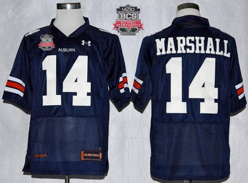 Tigers #14 Nick Marshall Blue 2014 BCS Bowl Patch Stitched NCAA Jersey