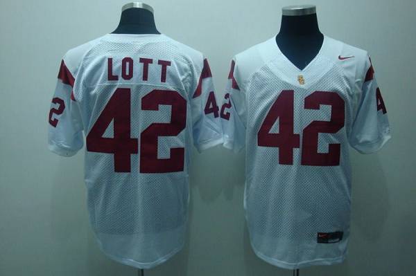 Trojans #42 Ronnie Lott White Stitched NCAA Jersey