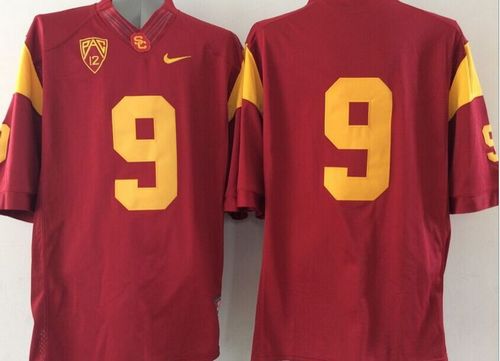 Trojans #9 Red PAC 12 C Patch Stitched NCAA Jersey