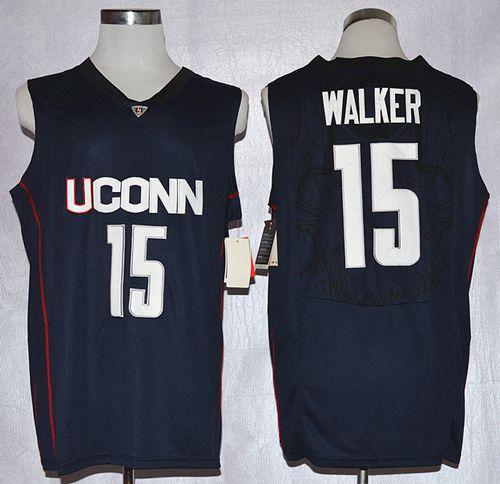 Huskies #15 Kemba Walker Navy Blue Basketball Stitched NCAA Jersey