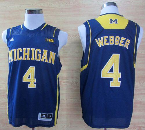 Wolverines #4 Chris Webber Navy Blue Basketball Stitched NCAA Jersey