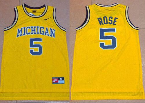 Wolverines #5 Jalen Rose Gold Basketball Stitched NCAA Jersey