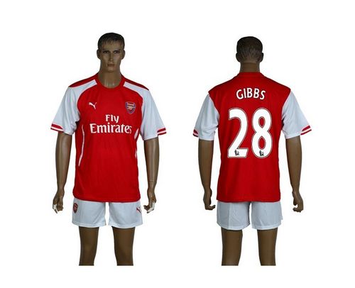 Arsenal #28 Gibbs Red Soccer Club Jersey