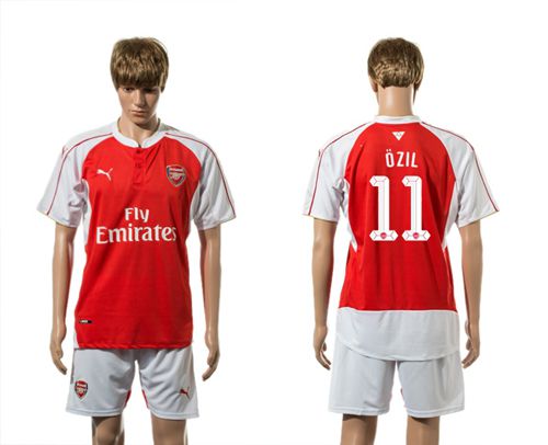 Arsenal #11 Ozil UEFA Champions Red Soccer Club Jersey