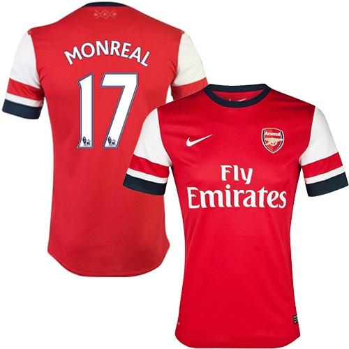 Arsenal #17 Nacho Monreal Home Soccer Club Jersey