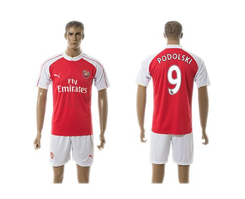 Arsenal #9 Podolski Red Soccer Club Jersey