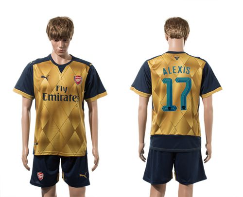 Arsenal #17 Alexis UEFA Champions Gold Soccer Club Jersey