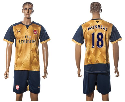 Arsenal #18 Monreal Gold Soccer Club Jersey