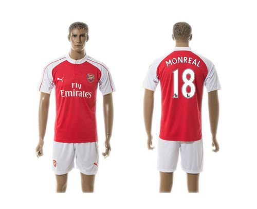 Arsenal #18 Monreal Red Soccer Club Jersey