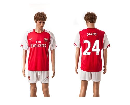 Arsenal #24 Diaby Red Home Soccer Club Jersey