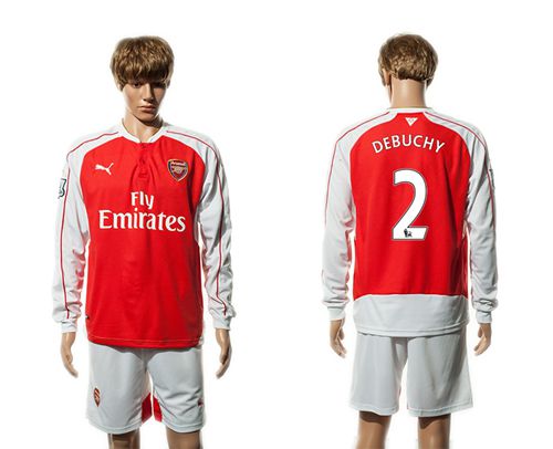 Arsenal #2 Debuchy Red Home Long Sleeves Soccer Club Jersey