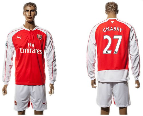 Arsenal #27 Gnabry Red Home Long Sleeves Soccer Club Jersey