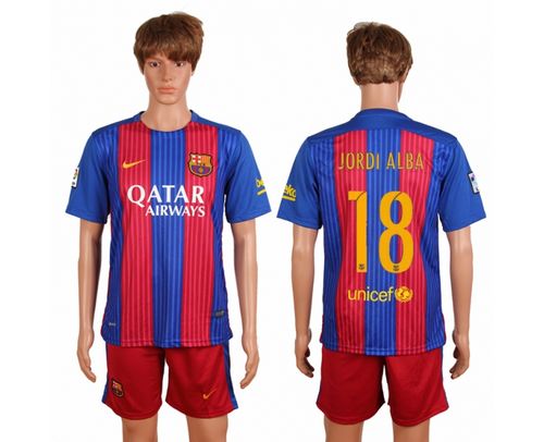 Barcelona #18 Jordi Alba Home Soccer Club Jersey