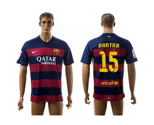 Barcelona #15 Bartra Thai Version Home Soccer Club Jersey
