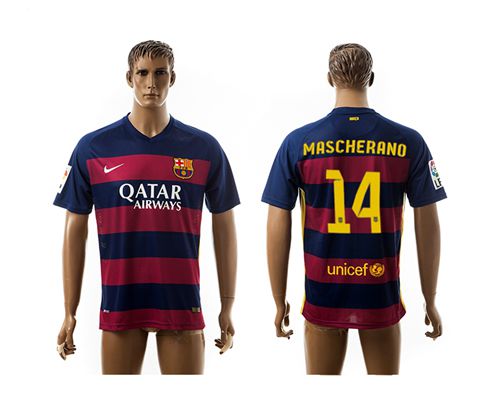 Barcelona #14 Mascherano Thai Version Home Soccer Club Jersey
