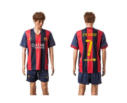 Barcelona #7 Pedro Home Soccer Club Jersey