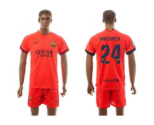 Barcelona #24 Mathieu Away Soccer Club Jersey