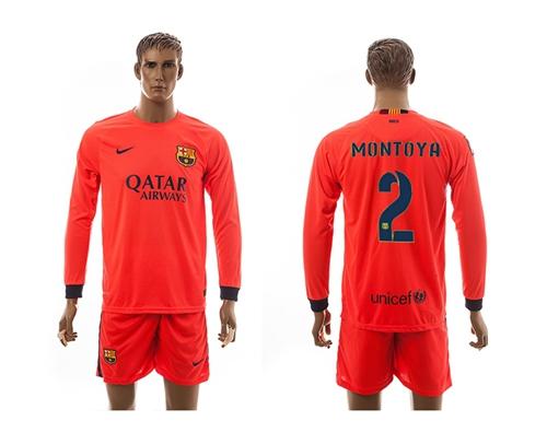 Barcelona #2 Montoya Away Long Sleeves Soccer Club Jersey