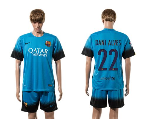 Barcelona #22 Dani Alves Sec Away Soccer Club Jersey