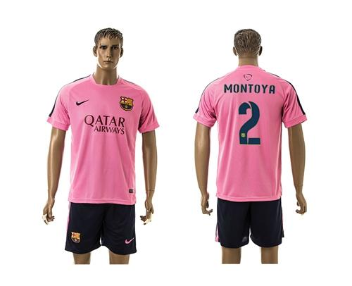 Barcelona #2 Montoya Pink Training Soccer Club Jersey