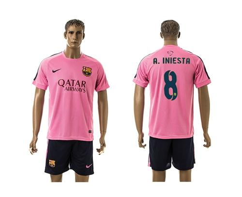 Barcelona #8 A.Iniesta Pink Training Soccer Club Jersey
