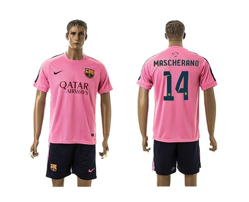 Barcelona #14 Mascherano Pink Training Soccer Club Jersey