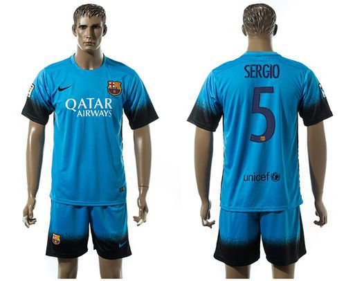 Barcelona #5 Sergio Sec Away Soccer Club Jersey