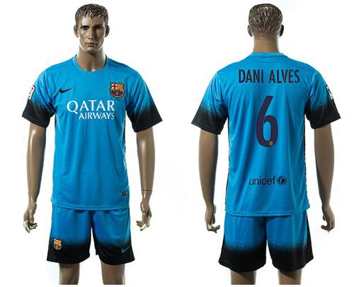 Barcelona #6 Dani Alves Sec Away Soccer Club Jersey
