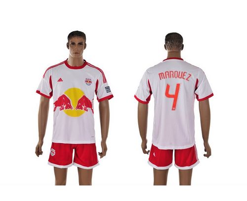 Red Bull #4 Marquez White Home Soccer Club Jersey
