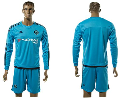Chelsea Blank Blue Goalkeeper Long Sleeves Soccer Club Jersey