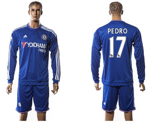 Chelsea #17 Pedro Home Long Sleeves Soccer Club Jersey