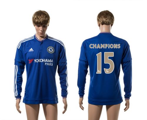 Chelsea #15 Champions Blue Long Sleeves Soccer Club Jersey