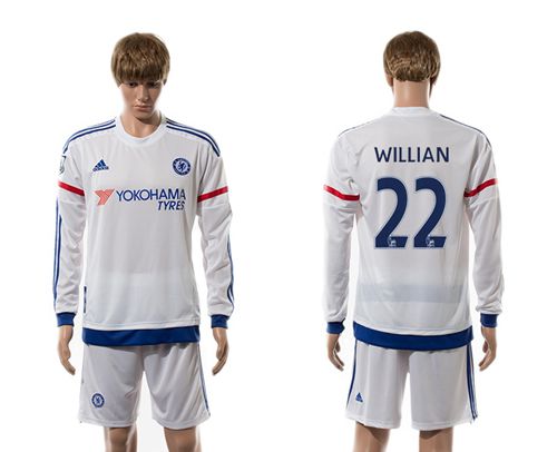 Chelsea #22 Willian Away Long Sleeves Soccer Club Jersey
